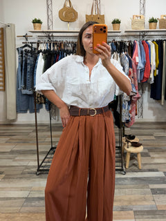 Camicetta in 100% lino bianca con manica a 3/4