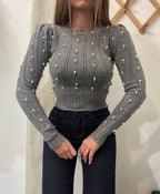 Pull perline grigio
