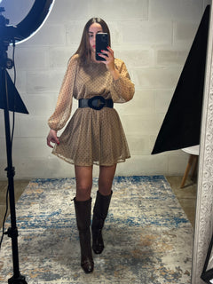 Abito ampio velato nude con pois