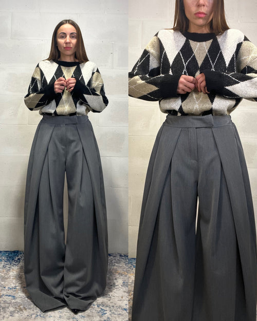 Pantalone maxi pence grigio