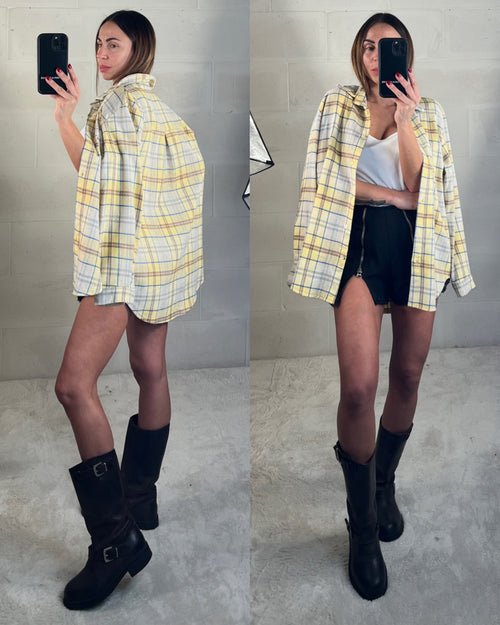 Camicetta in flanella tartan gialla