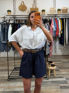 Pantaloncino comodo in 97% cotone blu