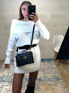 Borsa scrigno intrecciata nera