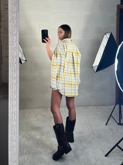 Camicetta in flanella tartan gialla