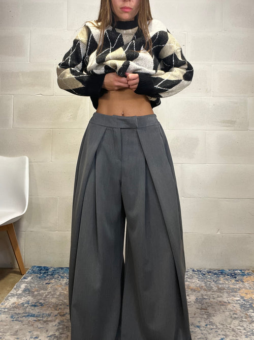 Pantalone maxi pence grigio