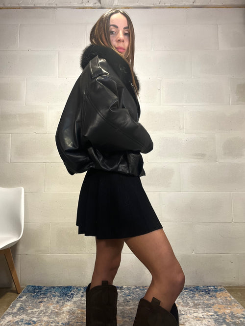 Bomber in ecopelle interno imbottito in ecopelliccia