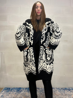 Cardigan Etnico lavorazione in spugna bianca