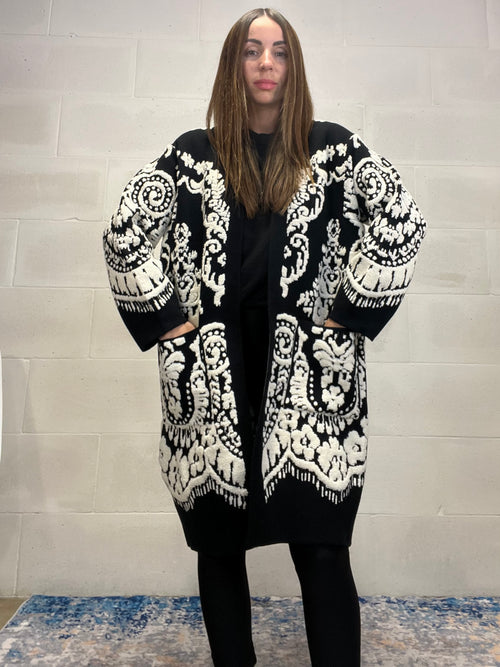 Cardigan Etnico lavorazione in spugna bianca