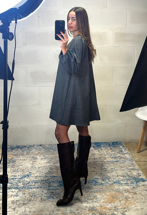 Abito ampio tartan ultra fitto