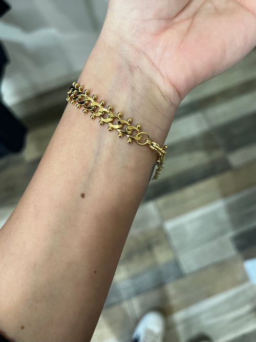 Bracciale maglia piatta dorato