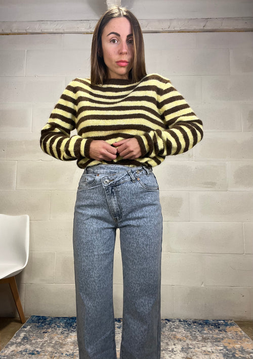 Denim sfumature animalier chiusura a portafoglio