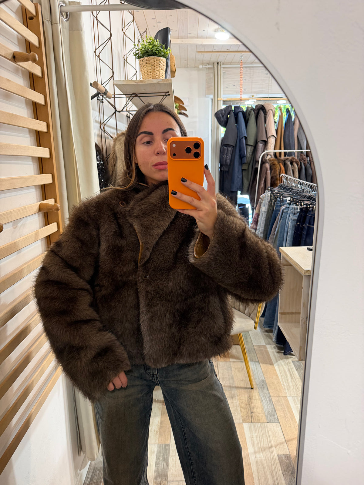 Montone ecopelle/ecofour double-face camel