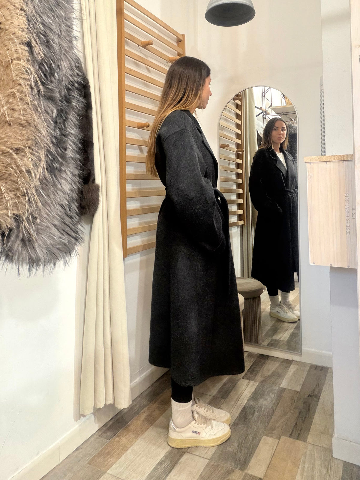 Cappotto oversize in 50% lana nero