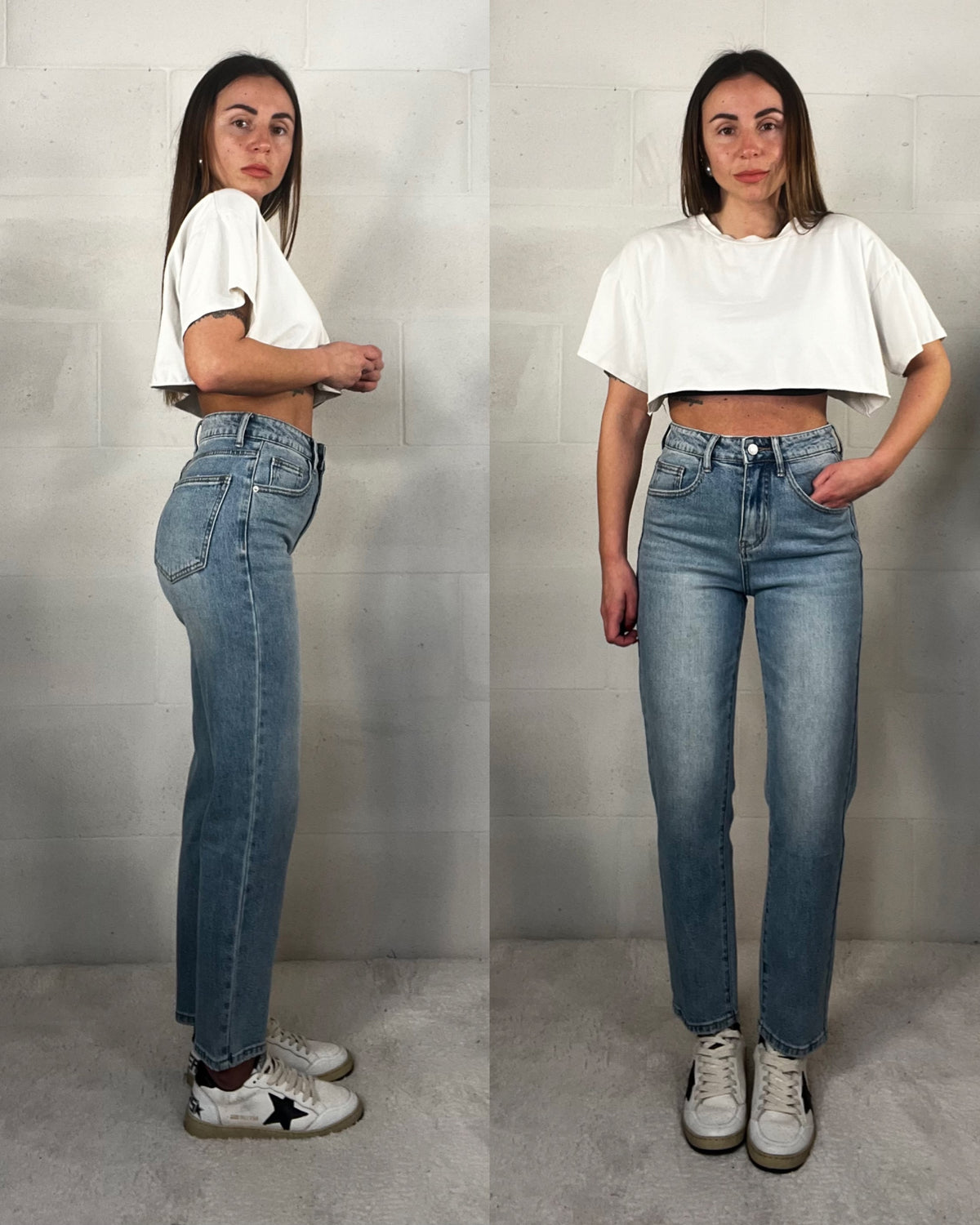 Denim 7/8 a sigaretta lavaggio medio Megan