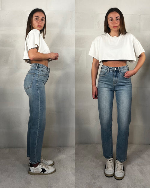 Denim 7/8 a sigaretta lavaggio medio Megan