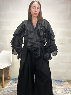 Camicetta balze nera