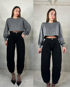 Denim baggy con pence nero