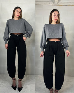 Denim baggy con pence nero