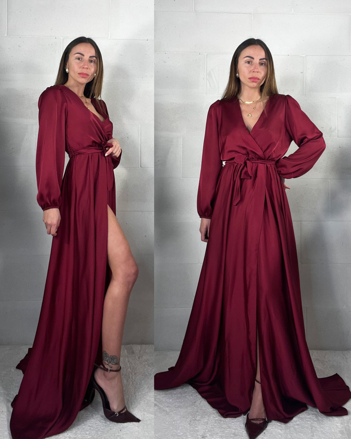 Maxi abito da cerimonia Flaminia bordeaux