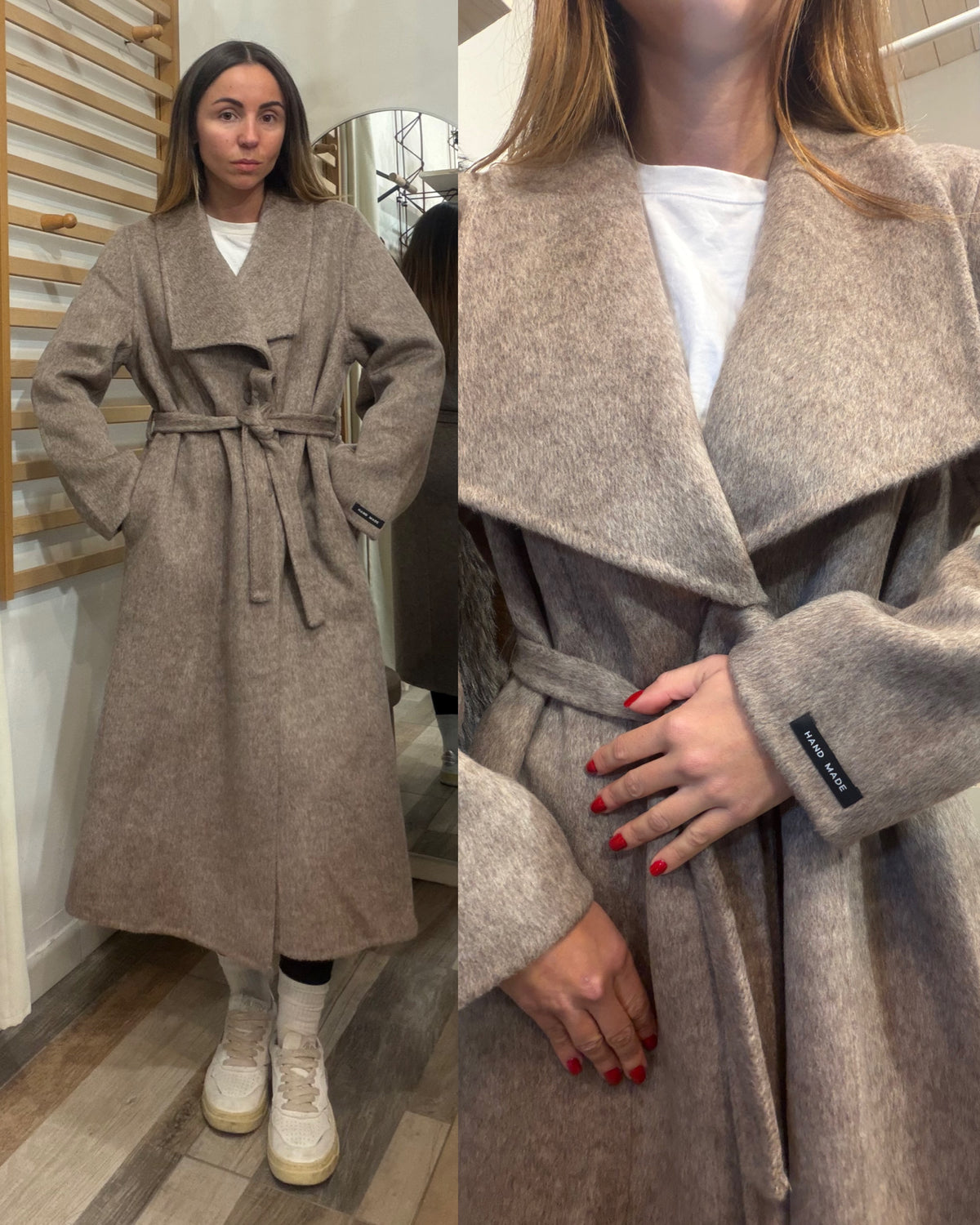 Cappotto in 70% lana Hand made beige