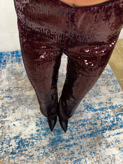 Pantalone di paillettes bordeaux
