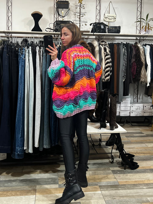 Cardigan top quality multicolor Hand Made