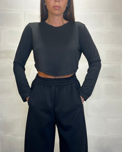 T-shirt crop nera