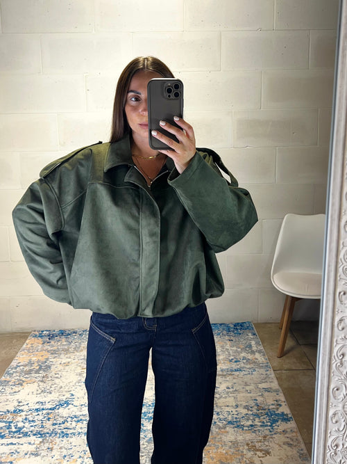 Giacca scamosciata Trend verde militare