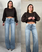 Denim palazzo vita bassa