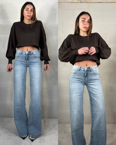 Denim palazzo vita bassa