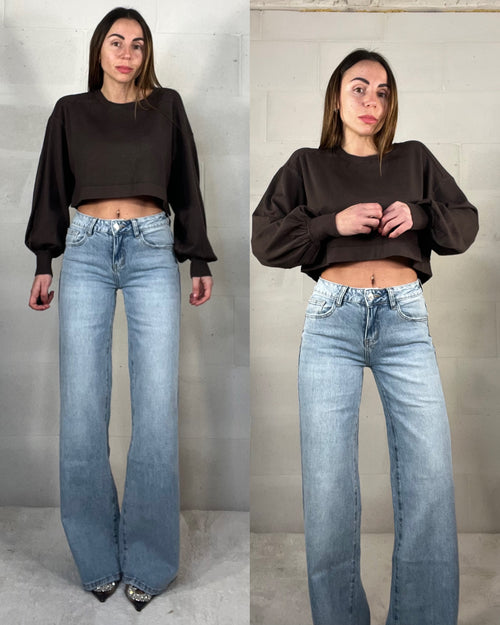 Denim palazzo vita bassa