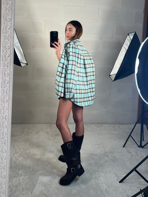 Camicetta in flanella tartan tiffany