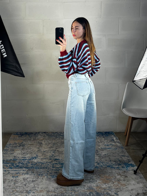 Denim chiaro portafoglio vita media