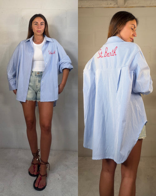 Camicione over rigato St.Barth azzurro