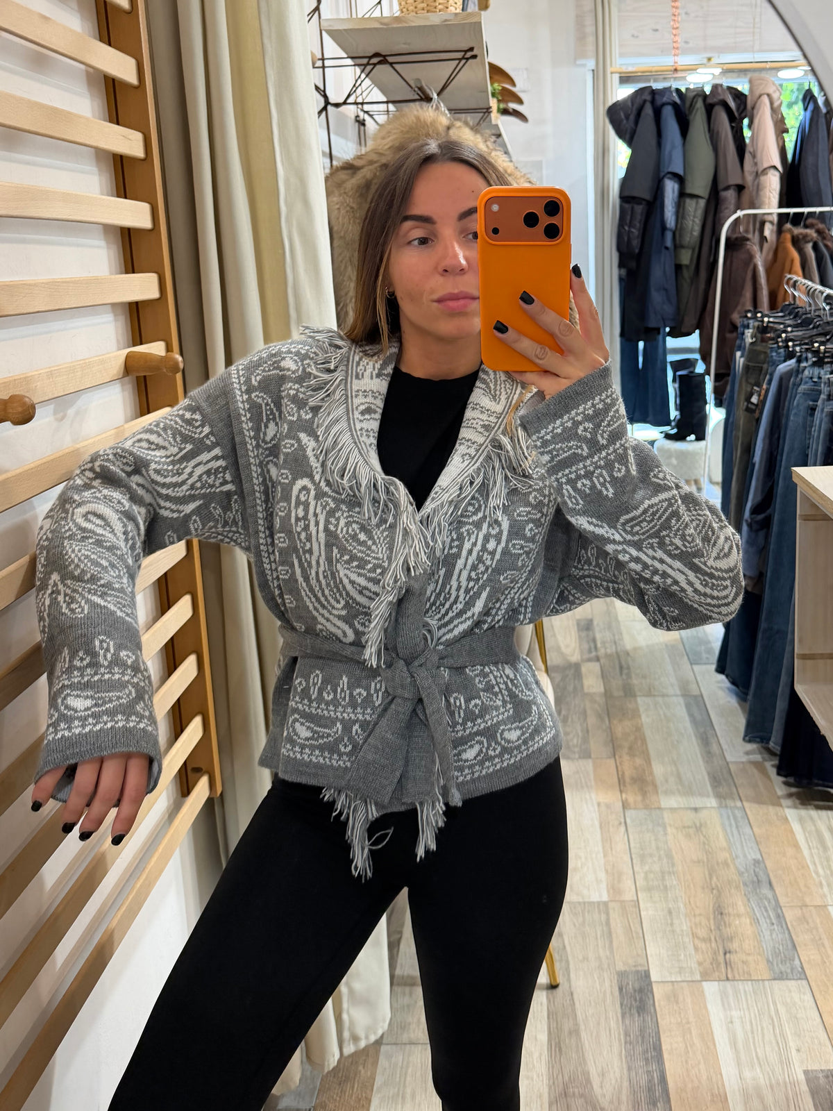Cardigan bandana grigio