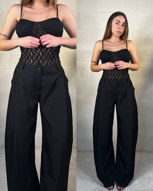 Pantalone baggy con pence nero