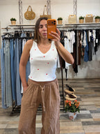 Canotta a costine bianca con scollo 92% cotone motivo cuori