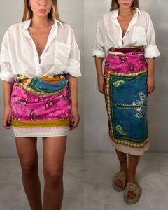 Pareo o maxi foulard in 100% cotone fantasia fucsia
