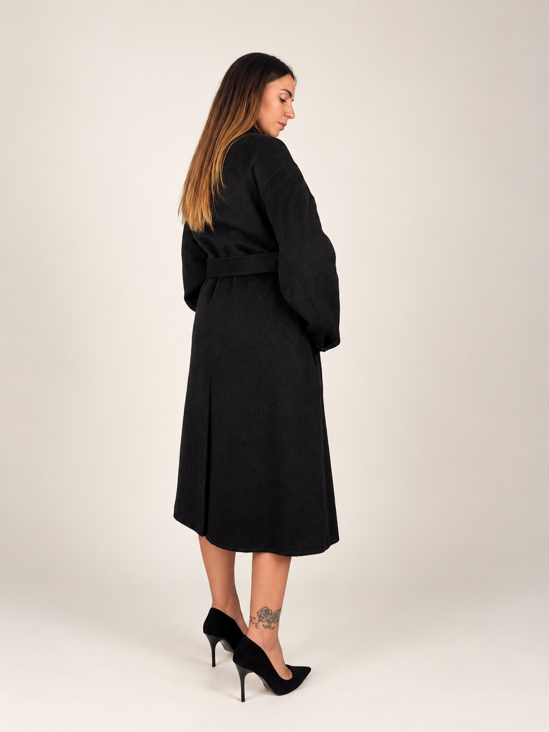 Cappotto oversize in 50% lana nero