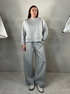 Completo tuta comfy chic baggy in neoprene grigio
