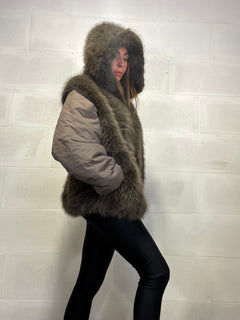 Giaccone Eskimo cioccolato inserti ecopelliccia