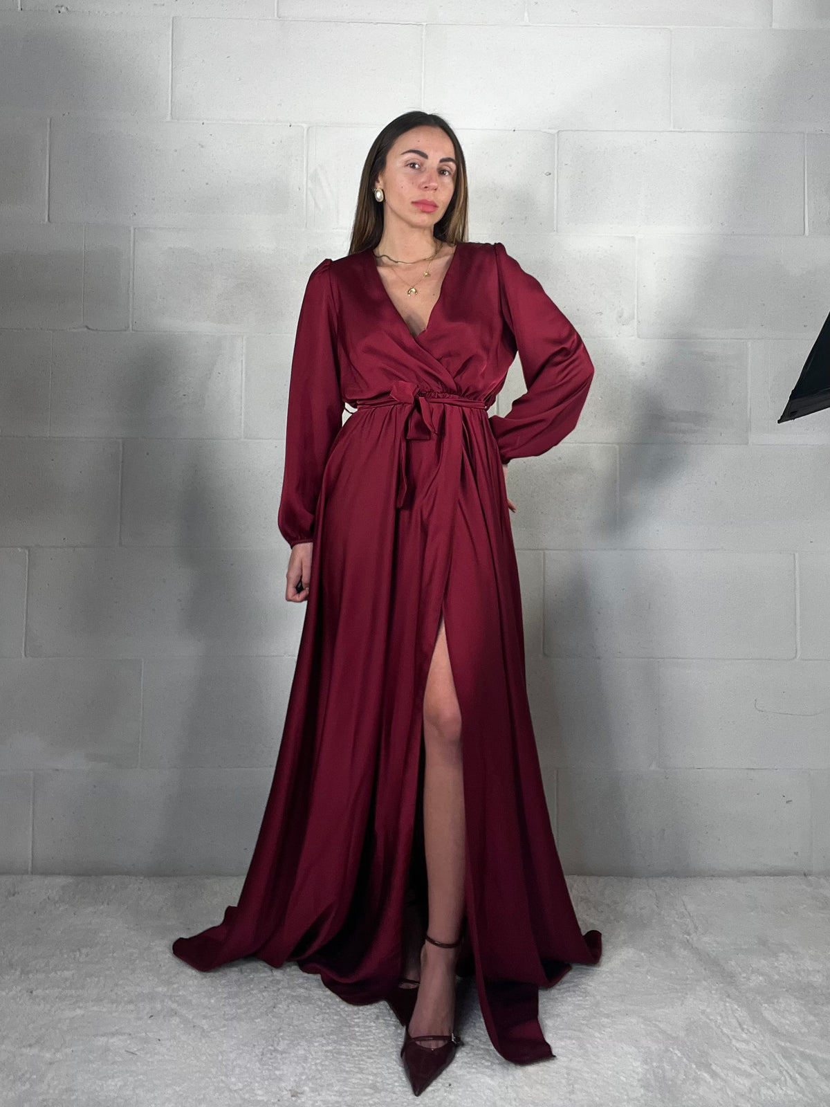 Maxi abito da cerimonia Flaminia bordeaux