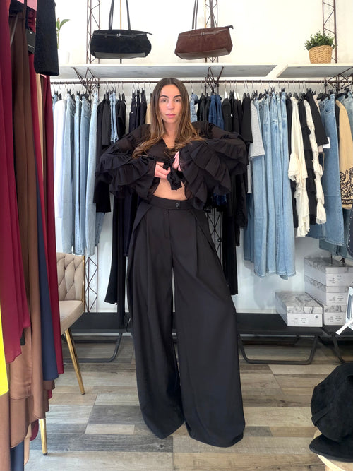 Pantalone sartoriale maxi pence nero