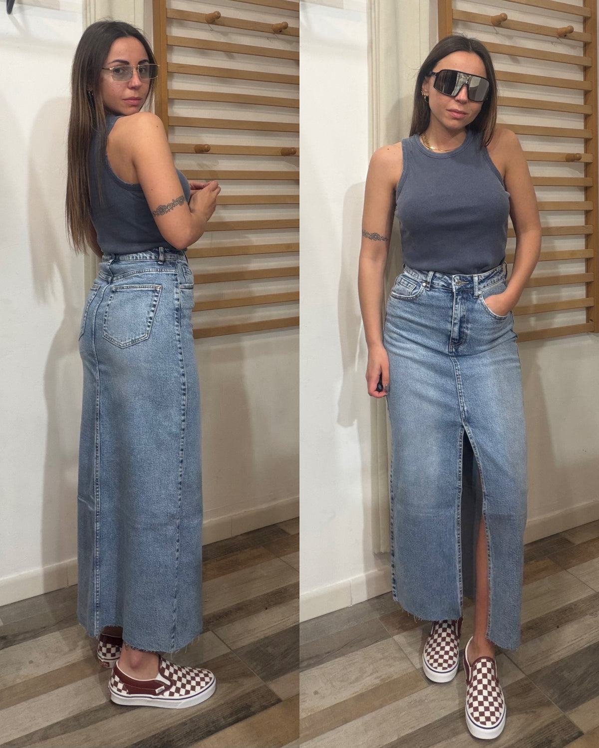 Maxi gonna in Denim lavaggio medio/chiaro