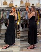 Maxi abito in 100% viscosa marrone nero