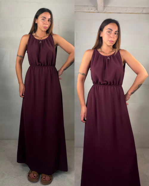 Maxi abito ultra leggero Tulum bordeux